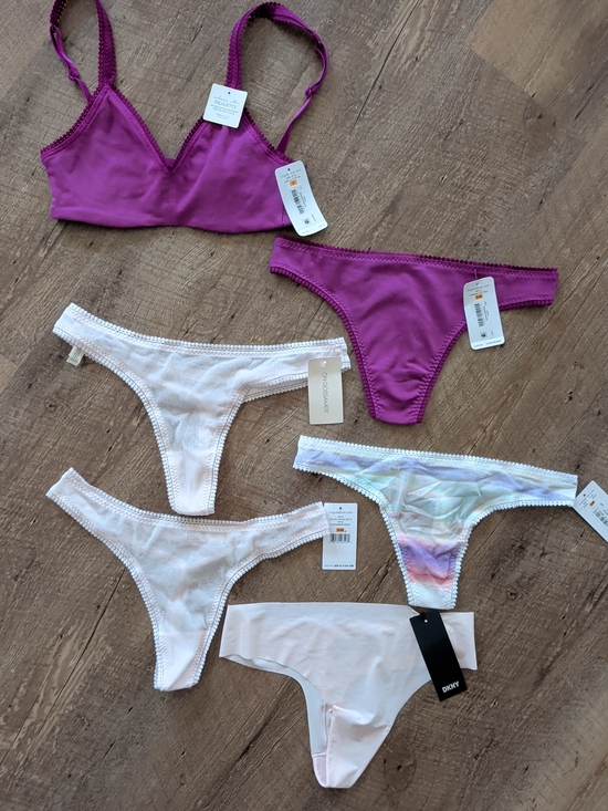 On Gossamer Other - On Gossamer Purple & Light Pink Thong Panty Set